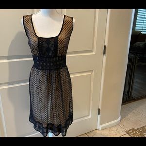 NWT Max Edition dress, sheer black lace over nude slip.